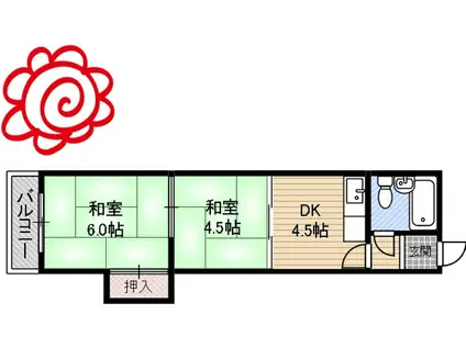 角屋マンション(2DK/3階)の間取り写真