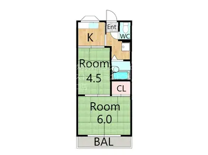 ハイネスグリーン貴生川(2K/1階)の間取り写真