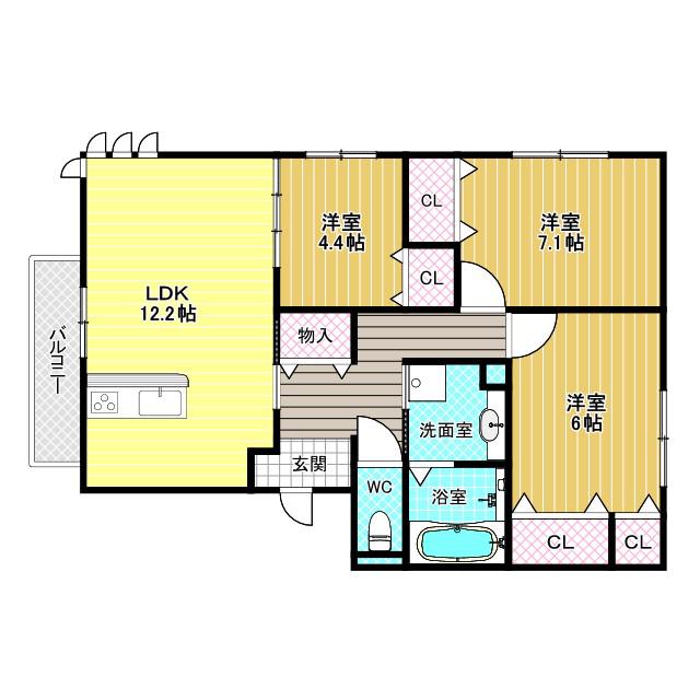 CASA CALMA(3LDK/3階)の間取り写真