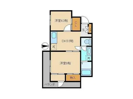 梅影ハイツ(2DK/3階)の間取り写真