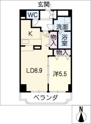 メゾンド・ルミエール(1LDK/6階)の間取り写真