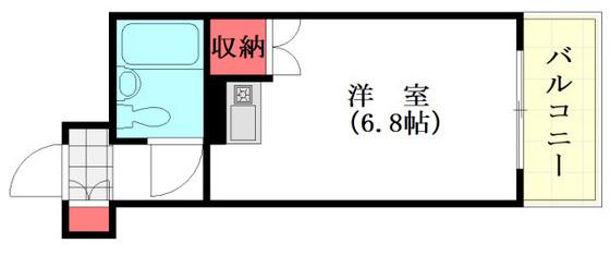ダイアパレス皆実町(1K/4階)の間取り写真