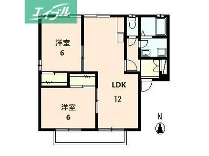 ファミールタマキA(2LDK/2階)の間取り写真