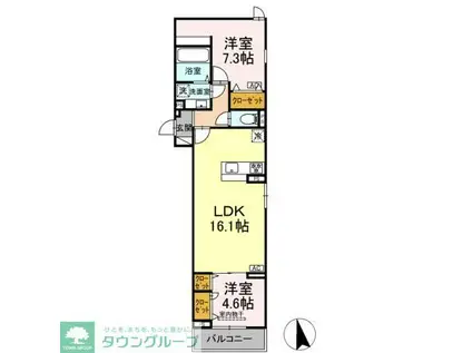 セレスティア竹ノ塚II(2LDK/2階)の間取り写真