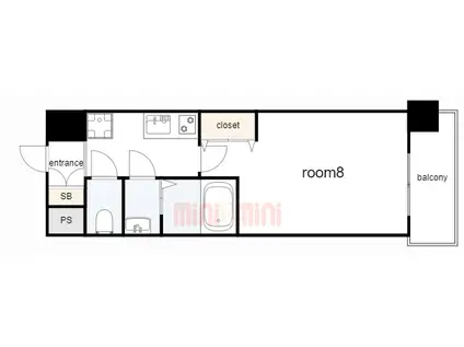 リヴィアス神戸SOLEIL(1K/3階)の間取り写真