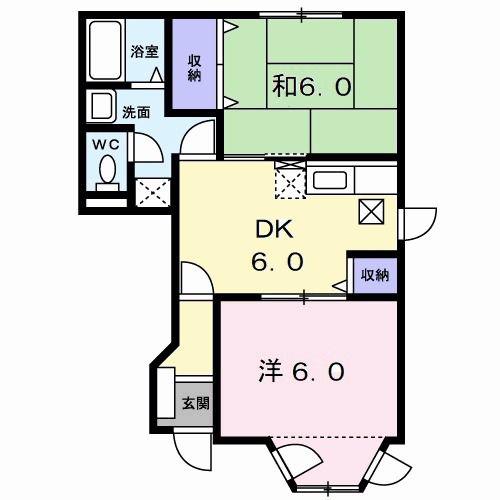 コーポロアールA(2DK/1階)の間取り写真