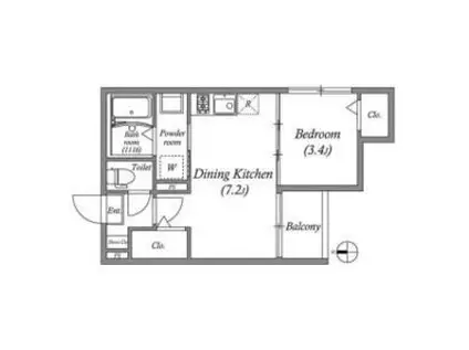 GRAND CHARIOT御所ノ内町(1DK/1階)の間取り写真