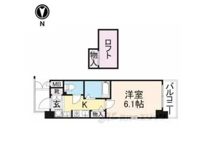 エステムコート京都烏丸Ⅱ(1K/9階)の間取り写真