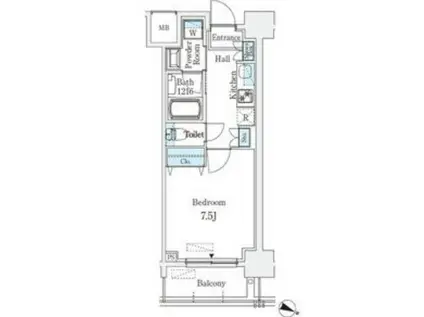 京町堀ビューアパートメント(1K/11階)の間取り写真