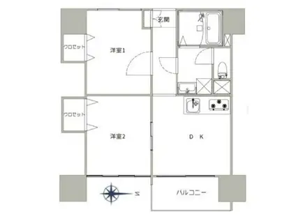 高田馬場(2DK/6階)の間取り写真