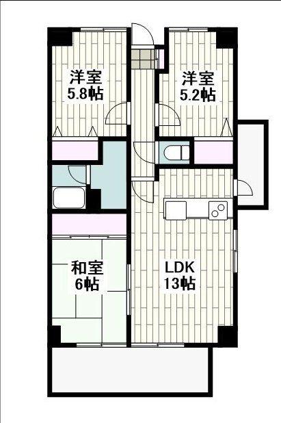 ヴィラ森田(3LDK/3階)の間取り写真
