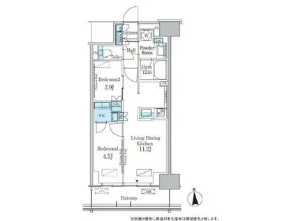 パークアクシス新宿百人町(2LDK/5階)の間取り写真
