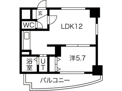 SEIRA東札幌(1LDK/9階)の間取り写真