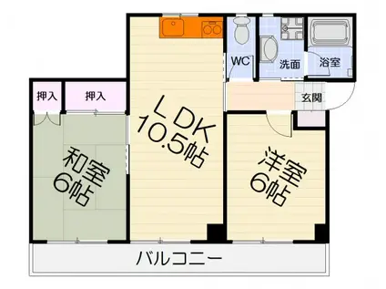 ヒルサイドマンション(2LDK/2階)の間取り写真