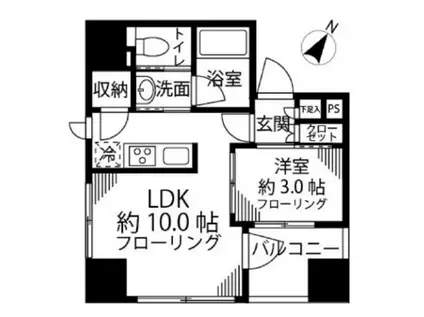 パークリュクス銀座8丁目MONO(1LDK/9階)の間取り写真
