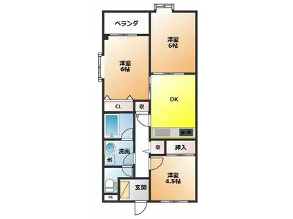 アゼリアコート(3DK/1階)の間取り写真