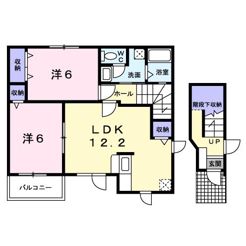 MILKY WAY(2LDK/2階)の間取り写真