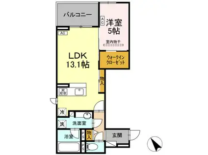ディーシャンブル石塚町(1LDK/1階)の間取り写真