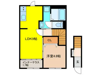 大口町 (1LDK/2階)の間取り写真