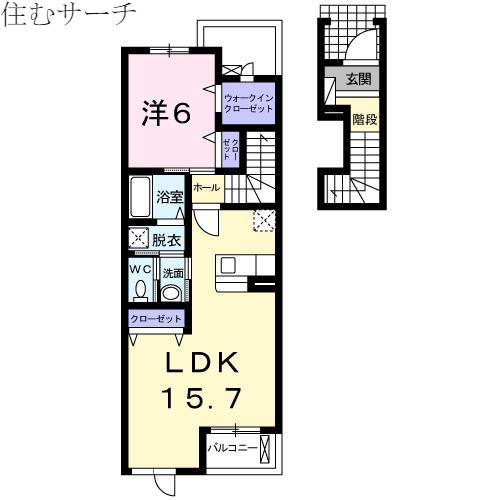 フロントリバー・サンIII(1LDK/2階)の間取り写真