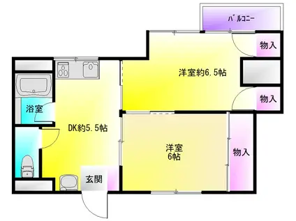 シティー八尾(2DK/2階)の間取り写真