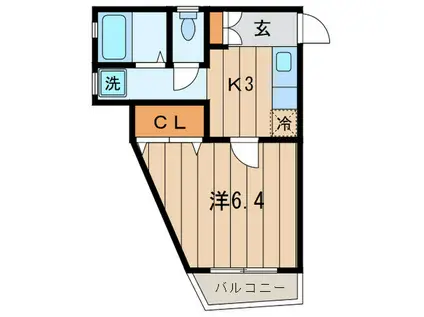 ENコート(1K/1階)の間取り写真