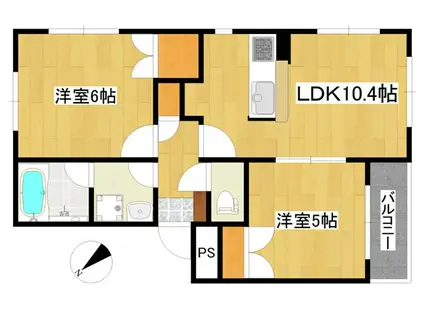 ヒルズ・カルマーレ(2LDK/2階)の間取り写真