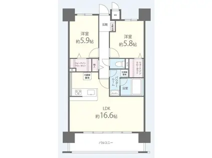 クリスタ京都(2LDK/2階)の間取り写真