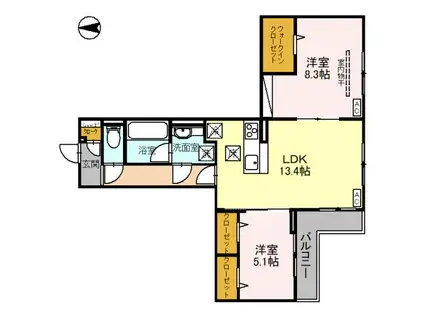 アニヴェルセル(2LDK/2階)の間取り写真