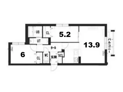 グランメール平和通公園(2LDK/2階)の間取り写真