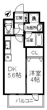 エルスタンザ子平町(1DK/4階)の間取り写真