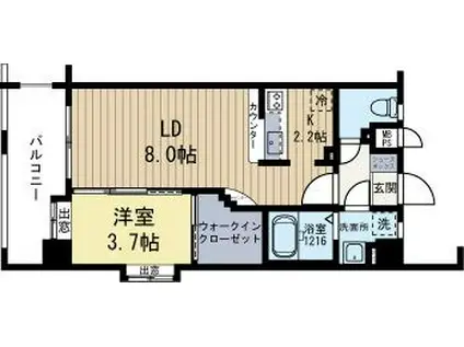 エンクレスト天神III(1LDK/11階)の間取り写真