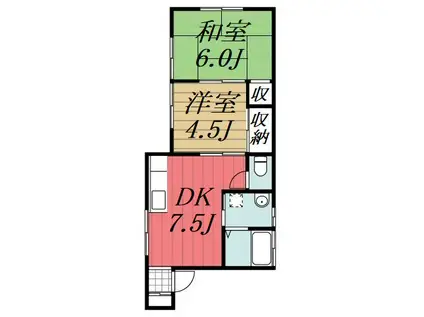 YMO王子台(2DK/2階)の間取り写真