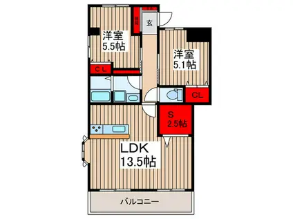 ピアチェヴォーレ浦和(2SLDK/6階)の間取り写真