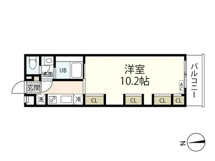 ディアコート御幸(1K/3階)の間取り写真