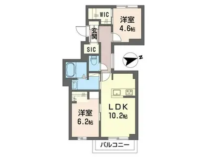 シャーメゾン湘南寒川(2LDK/2階)の間取り写真