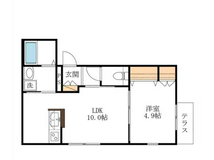 トロワ フルーヴ(1LDK/1階)の間取り写真