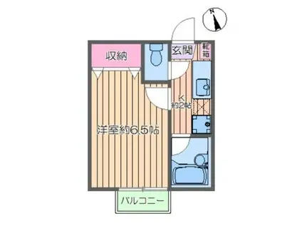 インフィニティ―竹ノ塚(1K/1階)の間取り写真