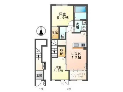 ブランシュフルールK2(2LDK/2階)の間取り写真