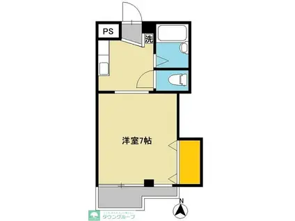 米山ビル(1K/3階)の間取り写真