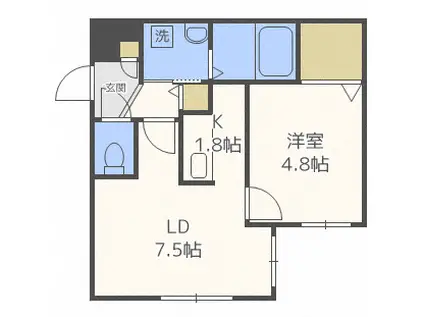 プランドールL(1LDK/4階)の間取り写真