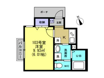 グランドール荒巻(1K/1階)の間取り写真