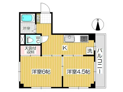 コーポオギノ(2K/2階)の間取り写真