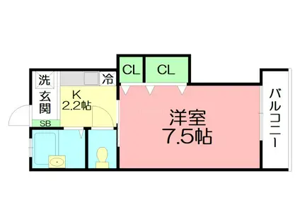 フォレスト(1K/1階)の間取り写真