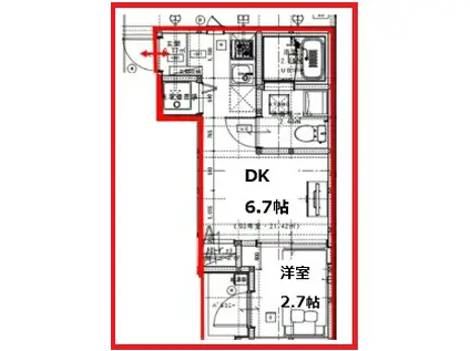 ココアキューブ(1DK/3階)の間取り写真