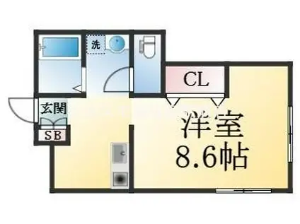 ヴァンベール須磨浦通(1K/2階)の間取り写真
