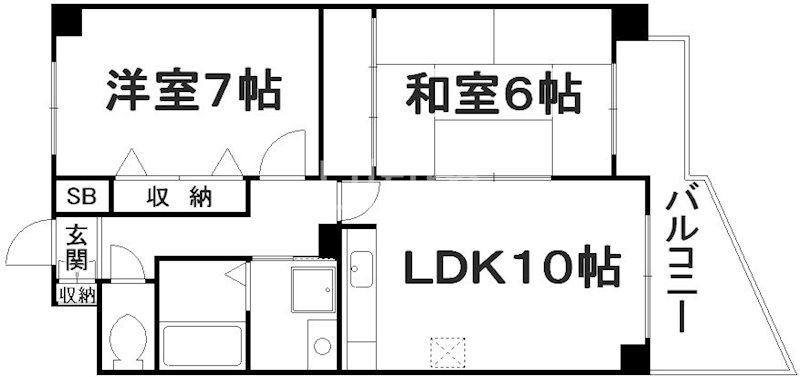 メゾンパーマネンス(2LDK/4階)の間取り写真