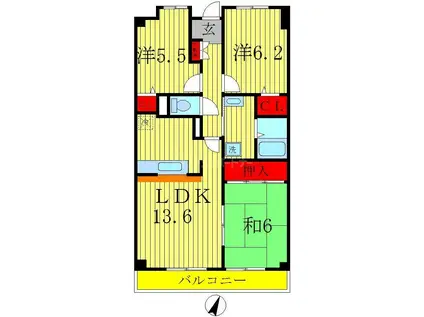 STELLA(3LDK/2階)の間取り写真
