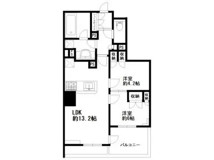 クレヴィア恵比寿(2LDK/3階)の間取り写真