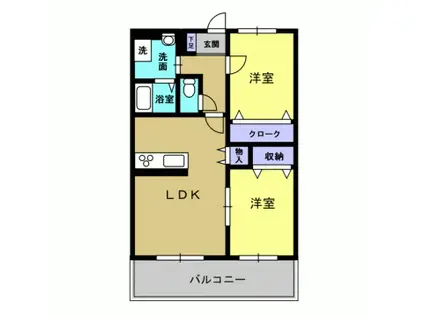 シャトレ有田(2LDK/4階)の間取り写真